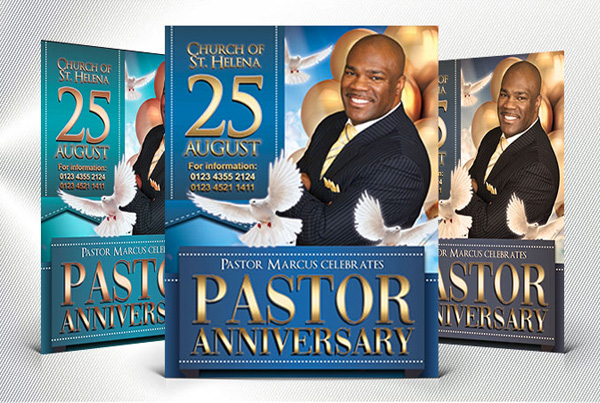 Free Pastor Anniversary Flyer PSD Template