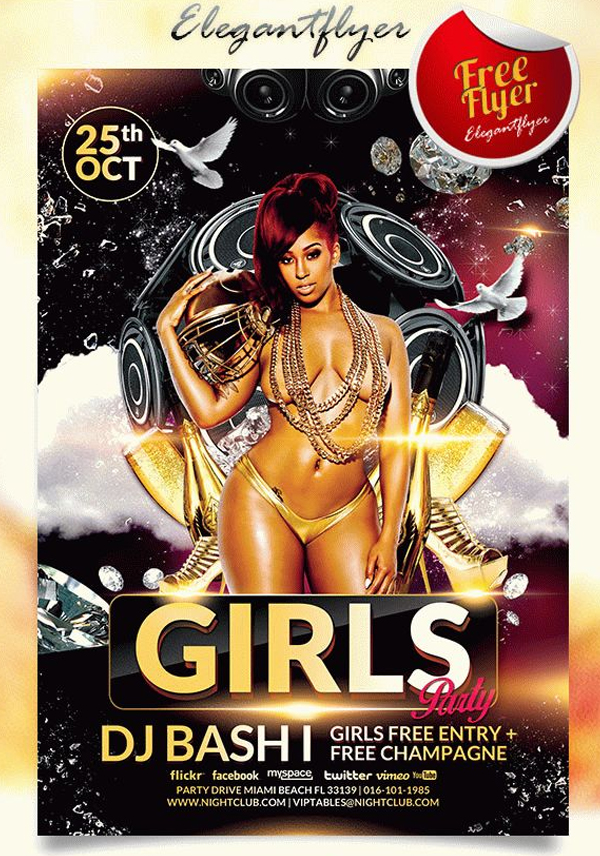 Girls Party Free Flyer PSD Template