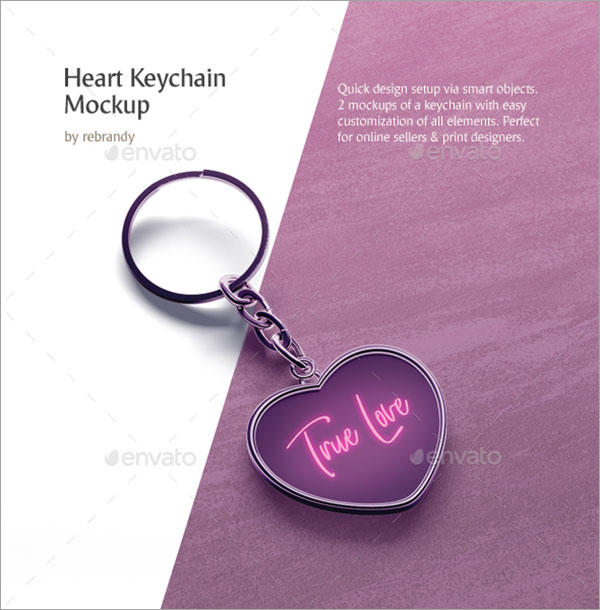 Heart Keychain Mockup