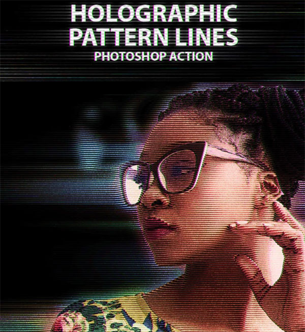 Holographic Pattern Lines Photoshop Action