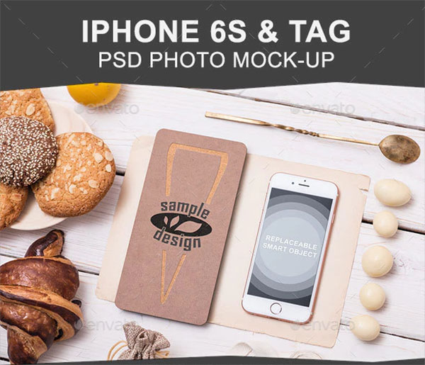 iphone 6s & Wooden Tag Mockup