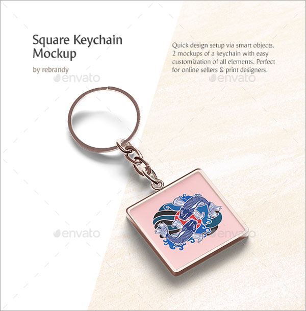 Square Keychain Mockup