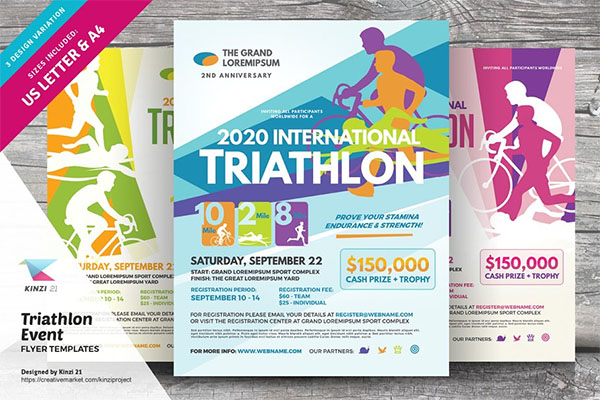Triathlon Event Flyer Templates