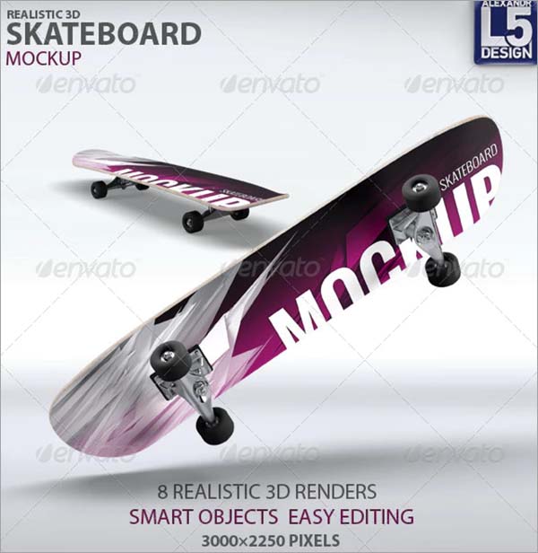 3D Skateboard Mockup