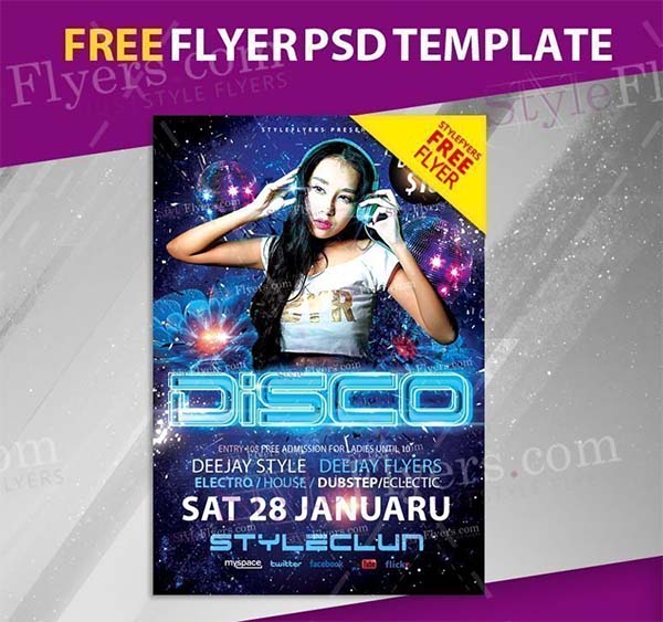 Disco Party Free PSD Flyer Template