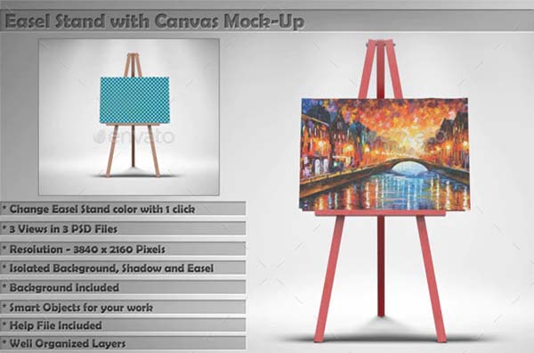 Easel Stand with Canvas Mockups
