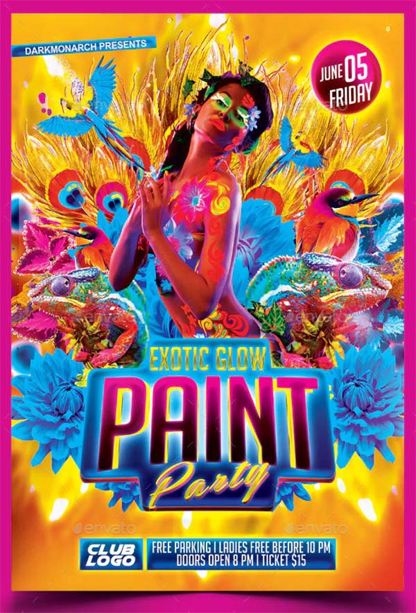 Exotic Glow Paint Party A4 Flyer
