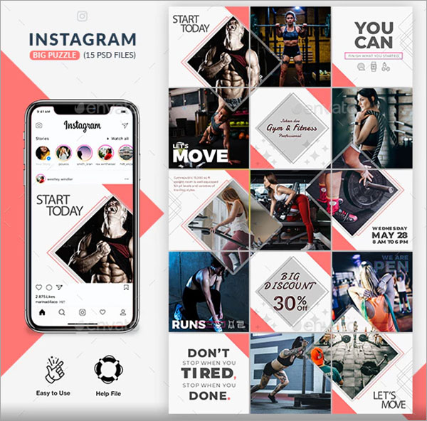 Fitness GYM Instagram Puzzle Templates