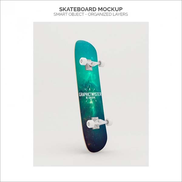 Free PSD Skateboard Realistic Mockup