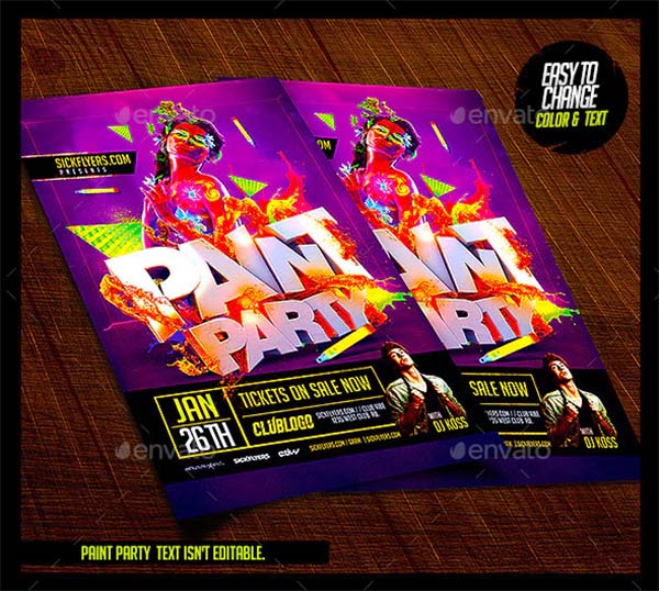 Glow Paint Party Flyer Template