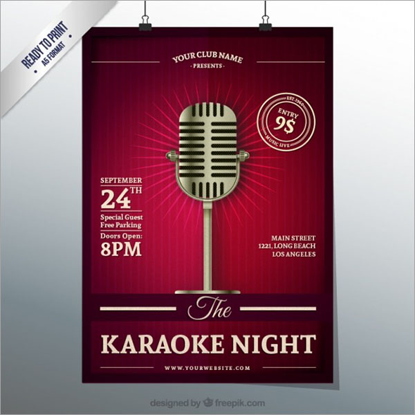 Karaoke Night Flyer Free Vector