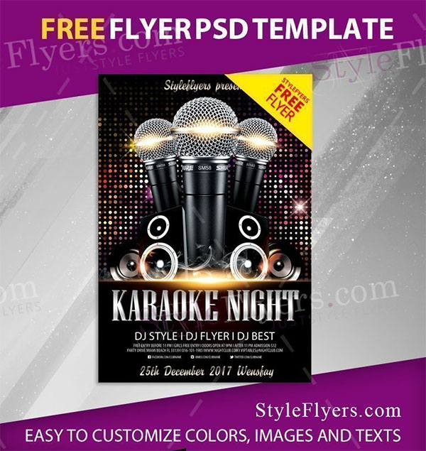 Karaoke Night Free Flyer PSD Template