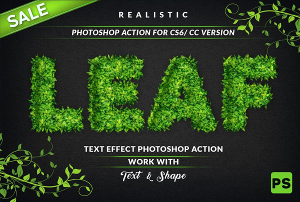 Leaf Text Effect Photoshop Action