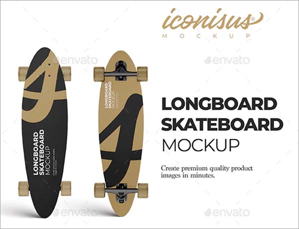 Longboard Skateboard Mockup Template