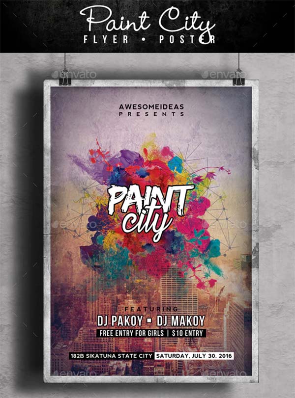 Paint City Party Flyer Template