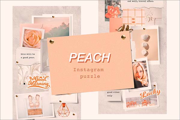 Peach Instagram Puzzle Template