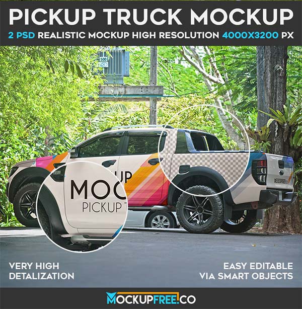 Pickup Truck 2 Free PSD Mockup