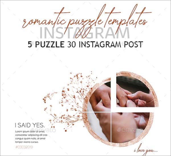 Romantic Instagram Puzzle PSD Design
