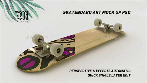 Skateboard Art Mockup PSD