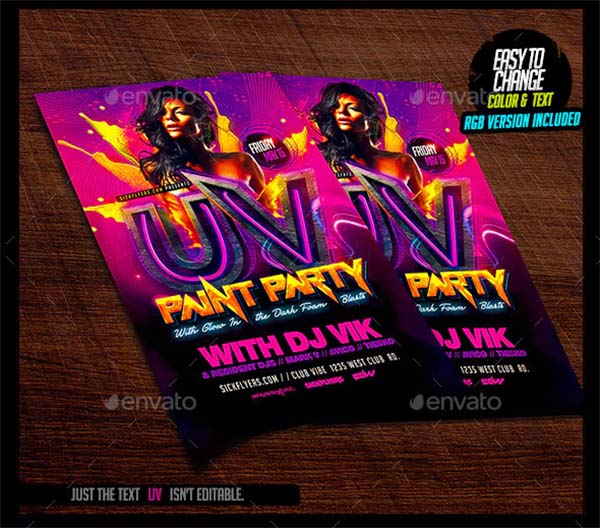 UV Paint Party Flyer Template
