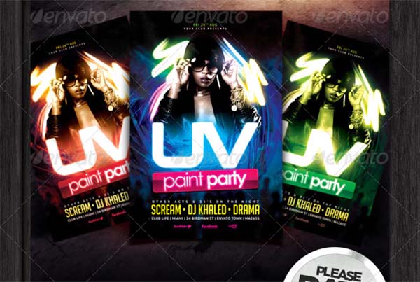 UV Paint Party Flyer Templates