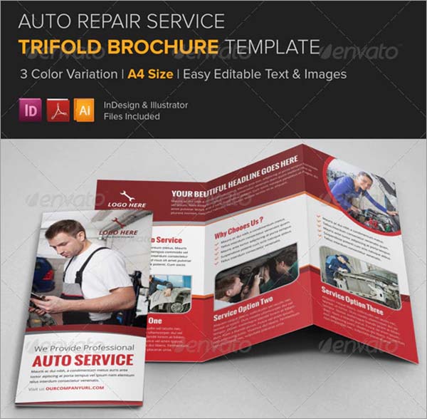 Auto Repair Trifold Brochure Template