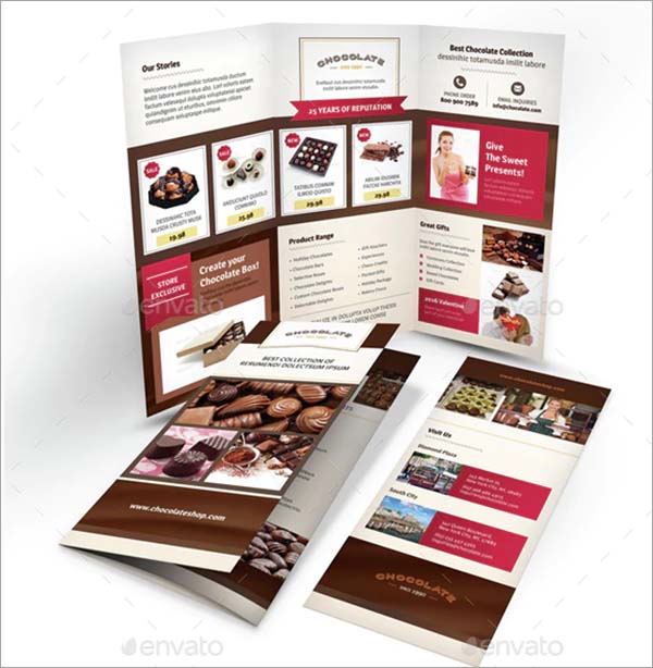 Chocolate Shop Trifold Brochure Template
