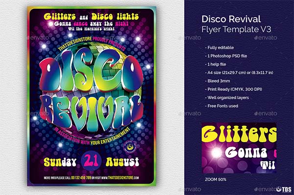 Disco Revival Flyer PSD Template