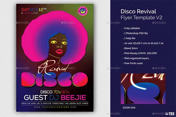Disco Revival PSD Flyer Template