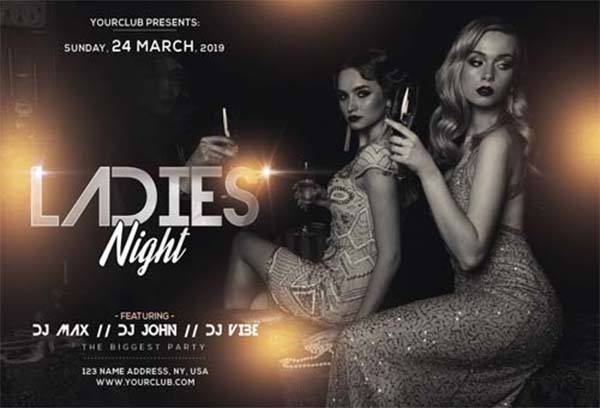 Elegant Ladies Night Free PSD Flyer Template