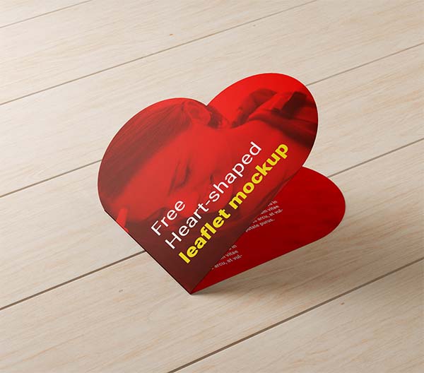 Free Heart shaped Leaflet Mockup