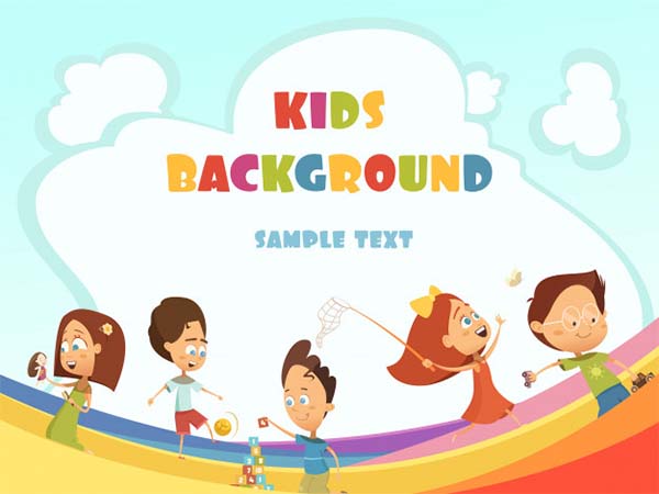 Free Playing Kids Cartoon Poster Template