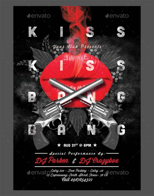 Kiss Kiss Bang Bang Flyer Template