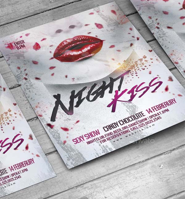 Kiss Love Party Flyer Night Template