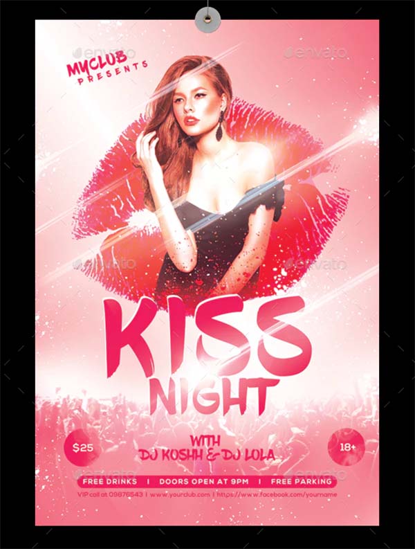 Kiss Night Party Flyer PSD Template