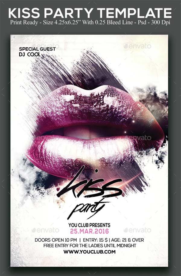 Kiss Party PSD Flyer Design