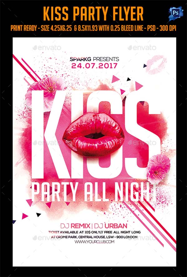 Kiss Party PSD Flyer Template
