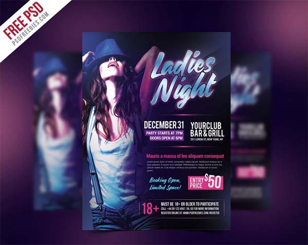 Ladies Night Flyer Free PSD Template