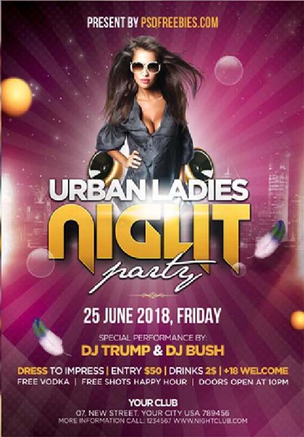 Ladies Night Party Poster and Flyer PSD Template