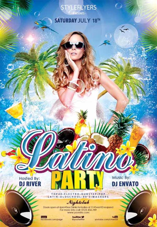 Latino Summer Party Free Flyer Template