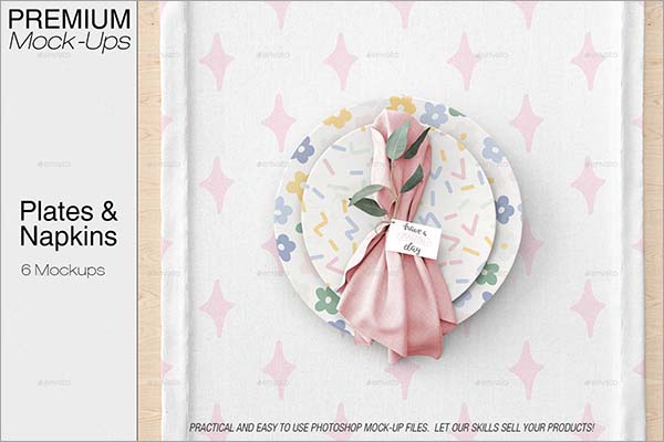 Plates & Tablecloth Set Mockup