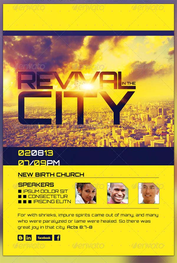 Revival in the City Church Flyer Template