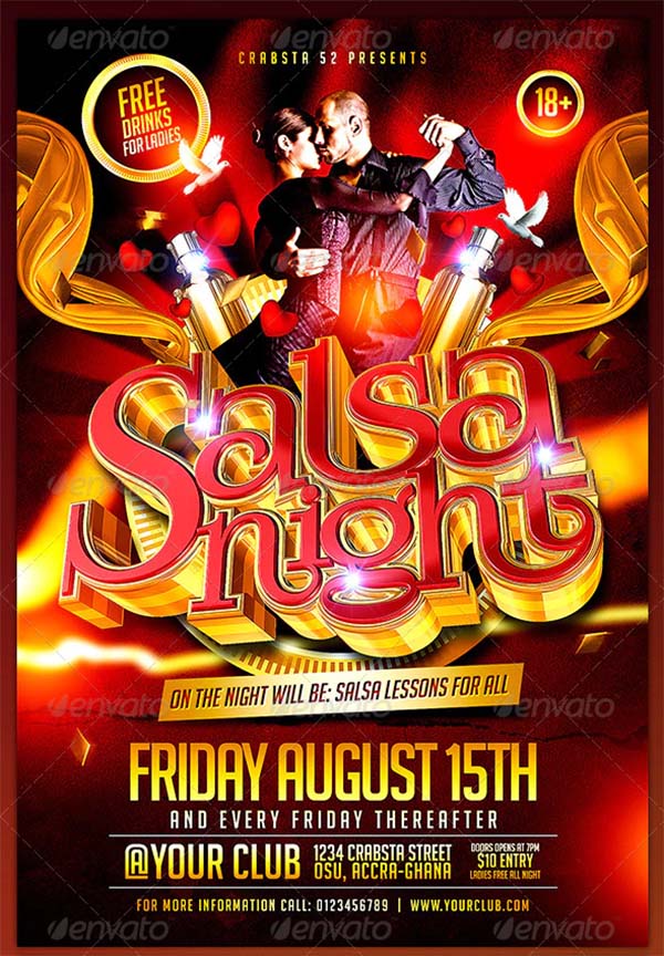 Salsa Night Flyer PSD Template