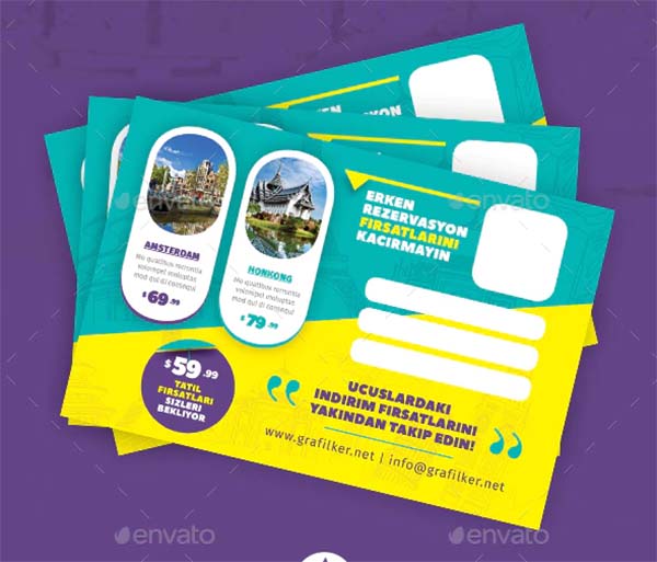 Travel PSD Tours Postcard Templates