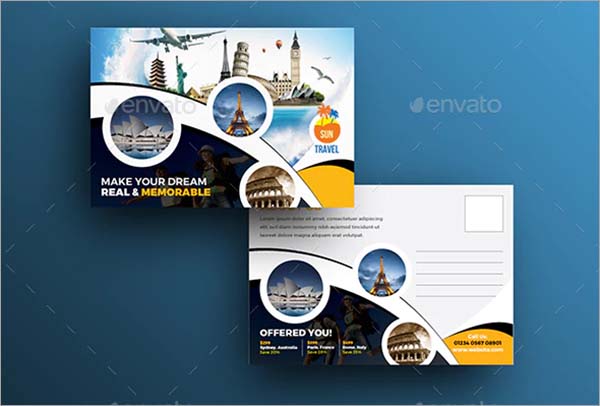 Travel Vector Postcard Template