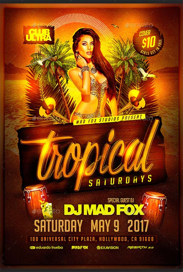 Tropical Saturdays Latin Party Flyer