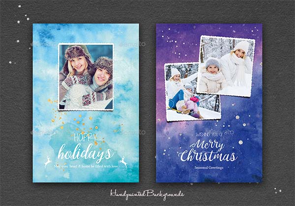 Watercolor Christmas Photo Cards Design