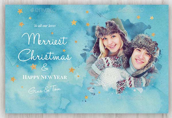 Watercolor Christmas Photo Cards