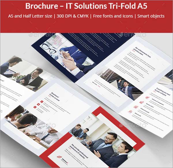 A5 Brochure IT Solutions Tri-Fold Template