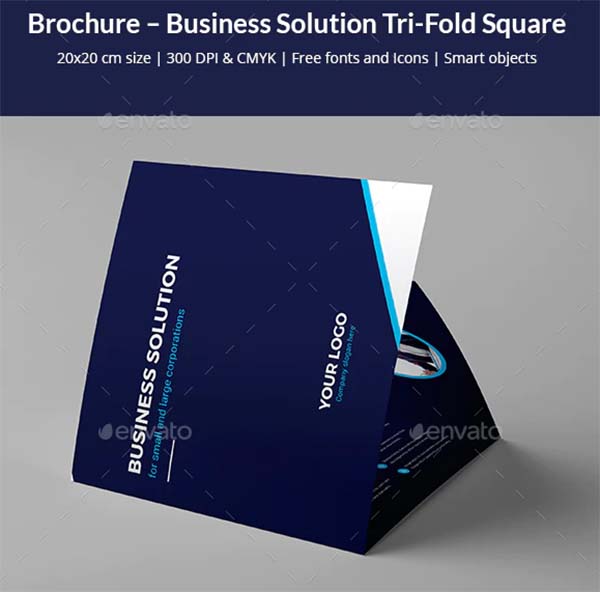 Brochure Business Solution Tri-Fold Square Template